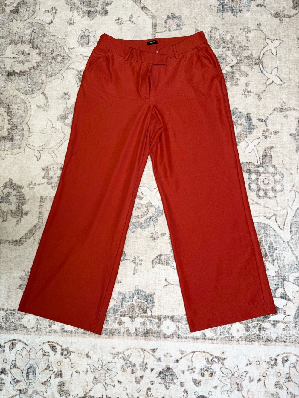 Express Editor Relaxed Trouser Mid Rise 12R Burnt Orange Red